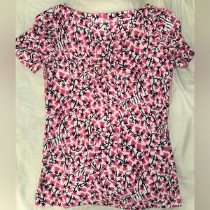 Lilly Pulitzer Pink and Black Fitted Short Sleeve T-Shirt